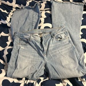 Long length Low Rise Flare distressed jeans from American Eagle